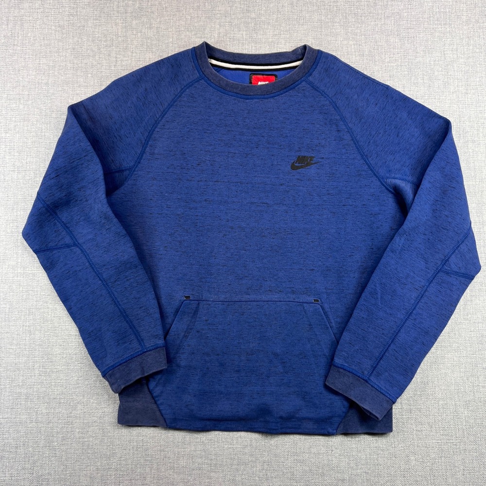 Nike Tech Fleece Crewneck Sweatshirt Mens Small Blue Athleisure Lounge‎ Active